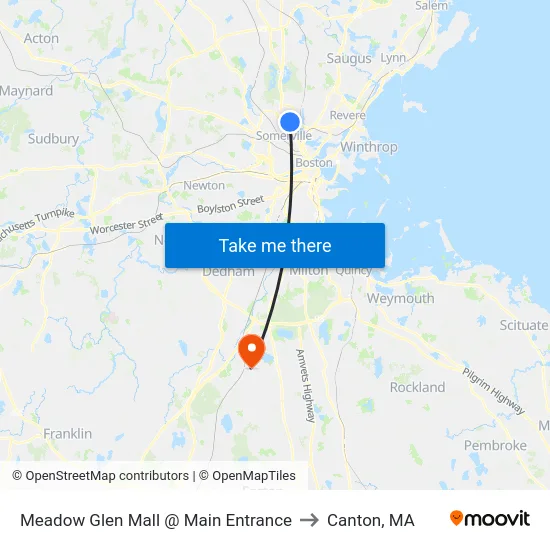 Meadow Glen Mall @ Main Entrance to Canton, MA map