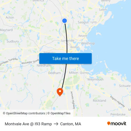 Montvale Ave @ I93 Ramp to Canton, MA map