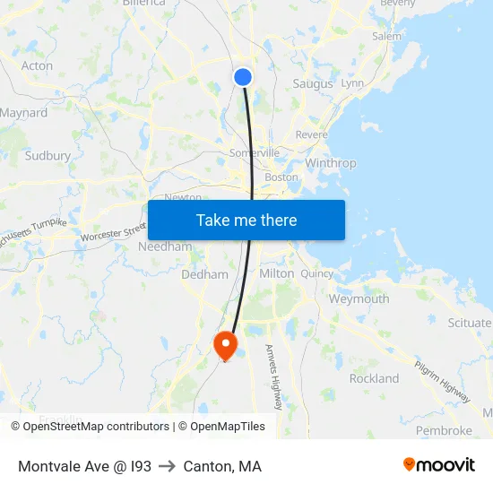 Montvale Ave @ I93 to Canton, MA map