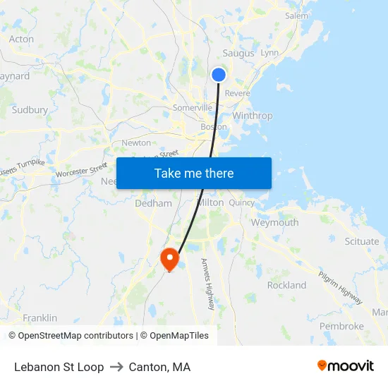 Lebanon St Loop to Canton, MA map