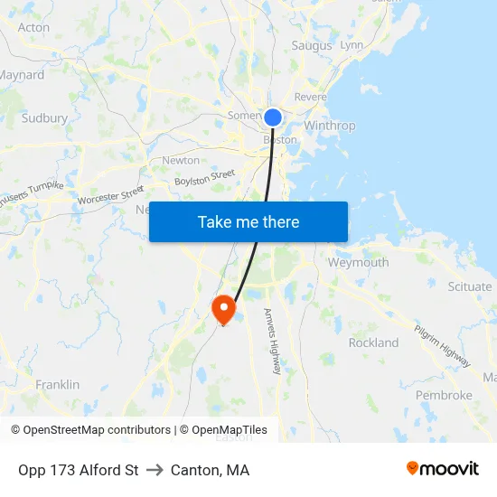 Opp 173 Alford St to Canton, MA map