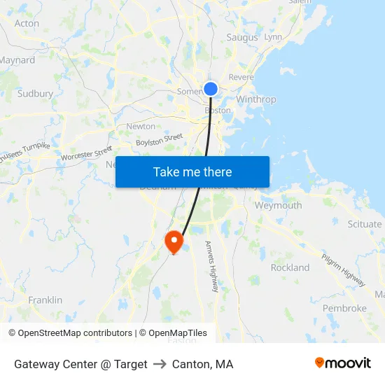 Gateway Center @ Target to Canton, MA map