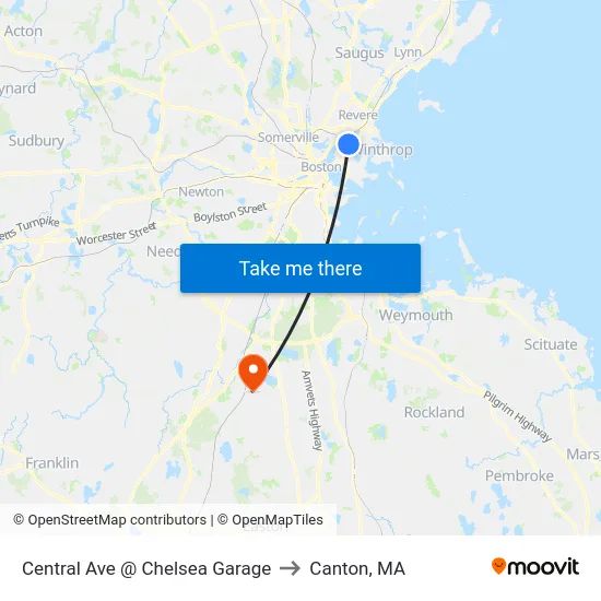 Central Ave @ Chelsea Garage to Canton, MA map