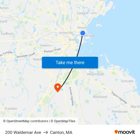 200 Waldemar Ave to Canton, MA map