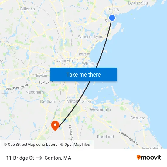 11 Bridge St to Canton, MA map