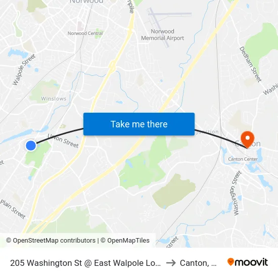 205 Washington St @ East Walpole Loop to Canton, MA map