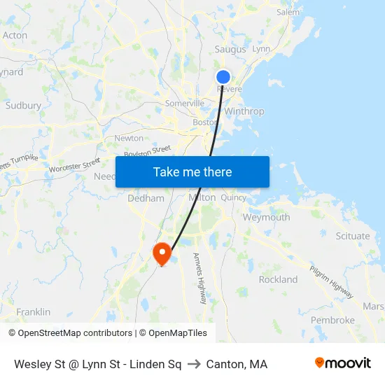 Wesley St @ Lynn St - Linden Sq to Canton, MA map