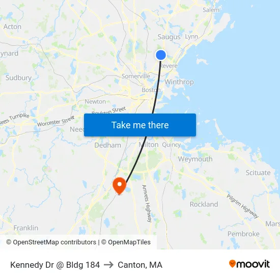 Kennedy Dr @ Bldg 184 to Canton, MA map