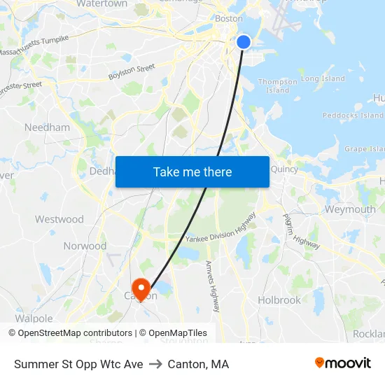 Summer St Opp Wtc Ave to Canton, MA map