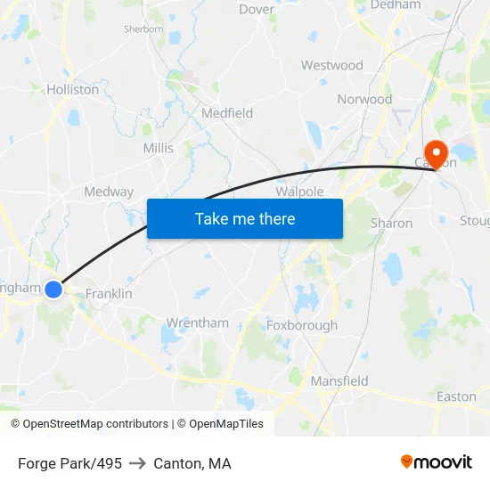 Forge Park/495 to Canton, MA map