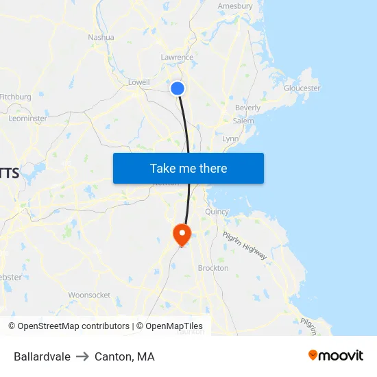 Ballardvale to Canton, MA map