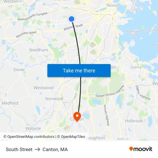 South Street to Canton, MA map