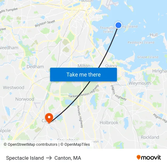 Spectacle Island to Canton, MA map