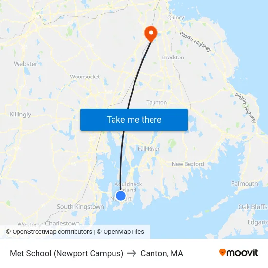 Met School (Newport Campus) to Canton, MA map
