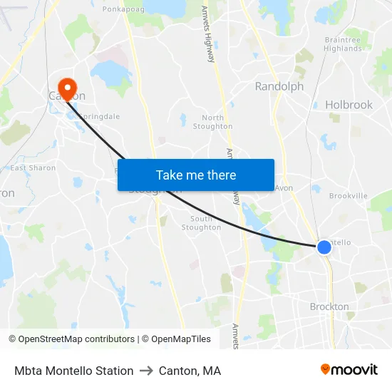 Mbta Montello Station to Canton, MA map