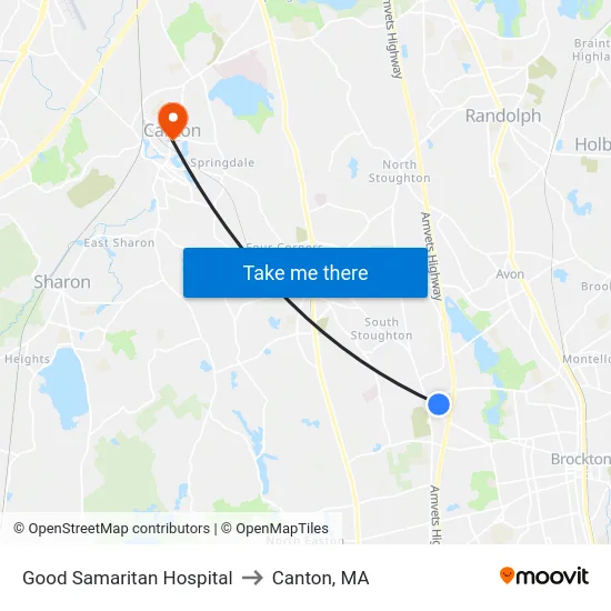 Good Samaritan Hospital to Canton, MA map