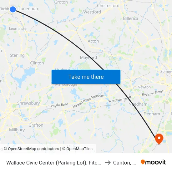 Wallace Civic Center (Parking Lot), Fitchburg to Canton, MA map