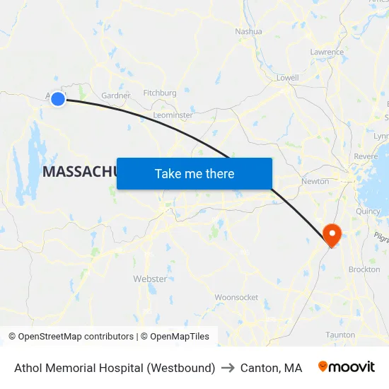 Athol Memorial Hospital (Westbound) to Canton, MA map