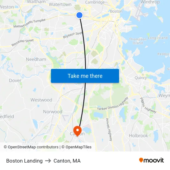 Boston Landing to Canton, MA map