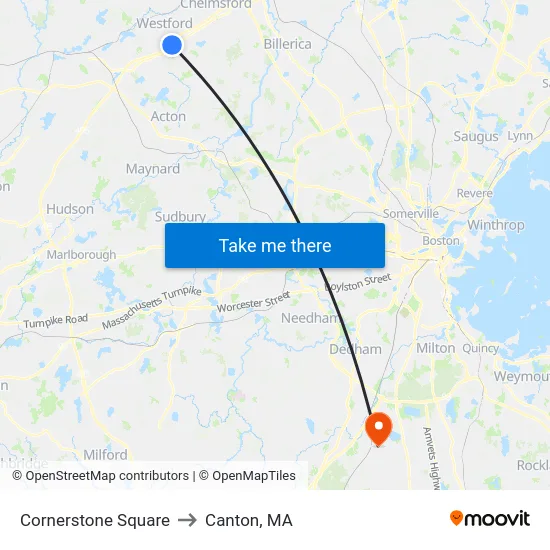 Cornerstone Square to Canton, MA map