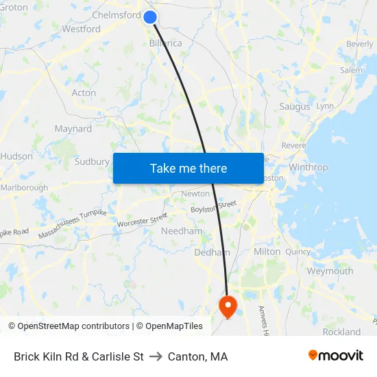 Brick Kiln Rd & Carlisle St to Canton, MA map