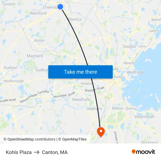 Kohls Plaza to Canton, MA map