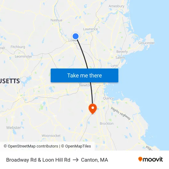 Broadway Rd & Loon Hill Rd to Canton, MA map