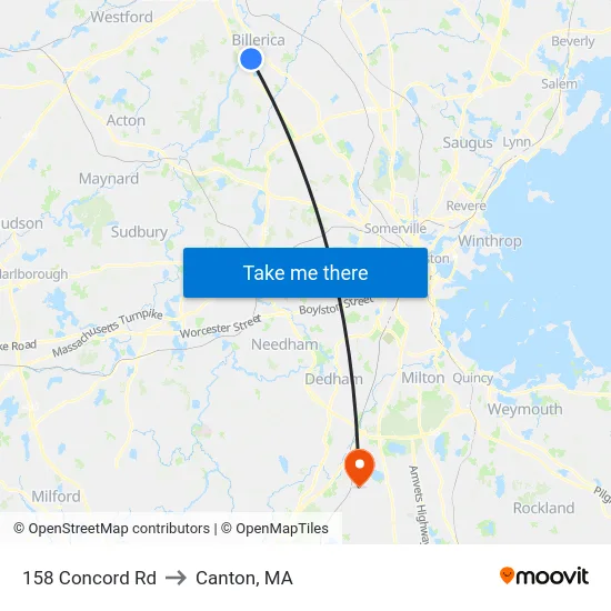 158 Concord Rd to Canton, MA map