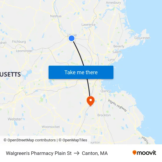 Walgreen's Pharmacy Plain St to Canton, MA map