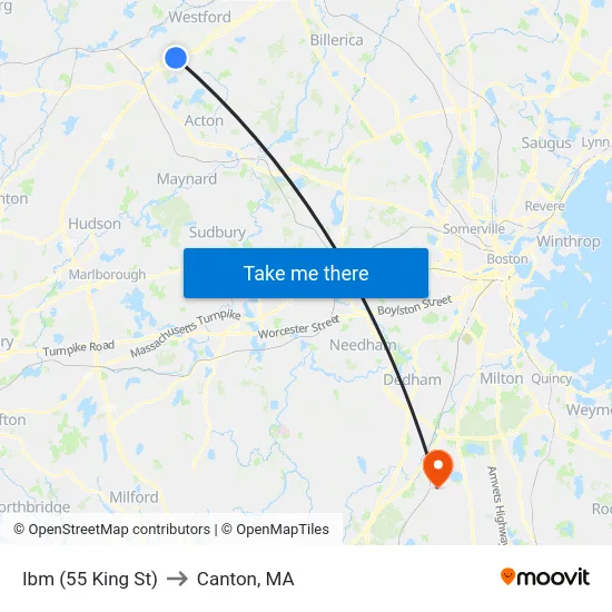 Ibm (55 King St) to Canton, MA map