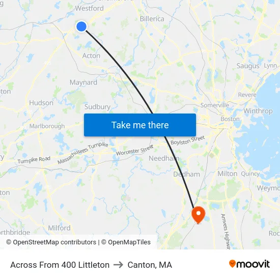 Across From 400 Littleton to Canton, MA map