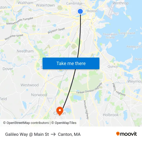 Galileo Way @ Main St to Canton, MA map