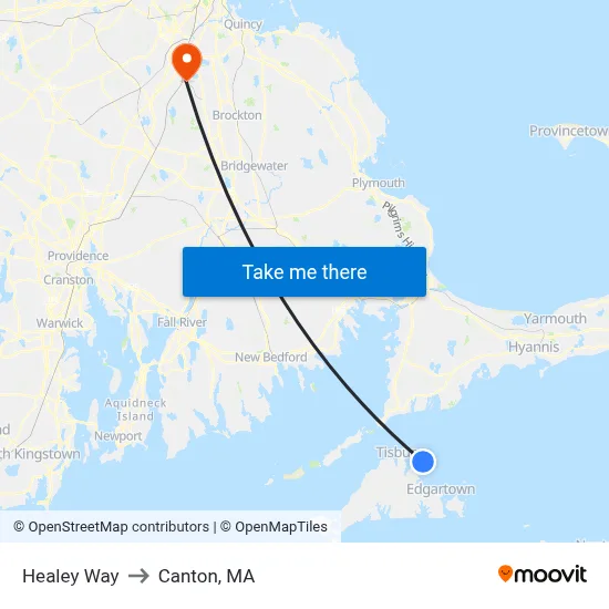 Healey Way to Canton, MA map