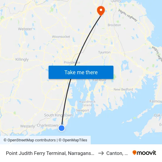 Point Judith Ferry Terminal, Narragansett, Ri to Canton, MA map