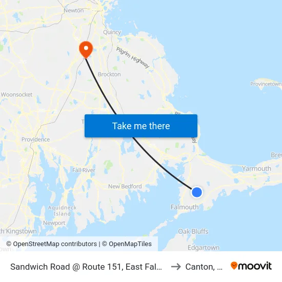Sandwich Road @ Route 151, East Falmouth to Canton, MA map