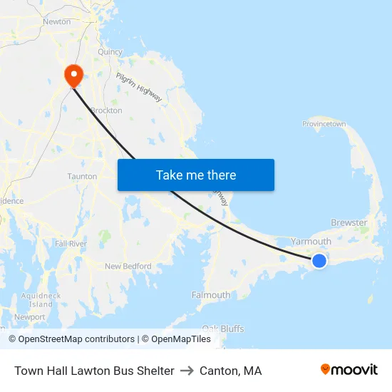 Town Hall Lawton Bus Shelter to Canton, MA map