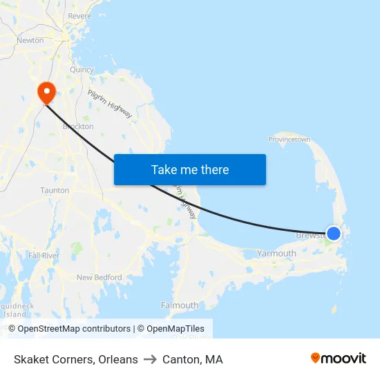 Skaket Corners, Orleans to Canton, MA map