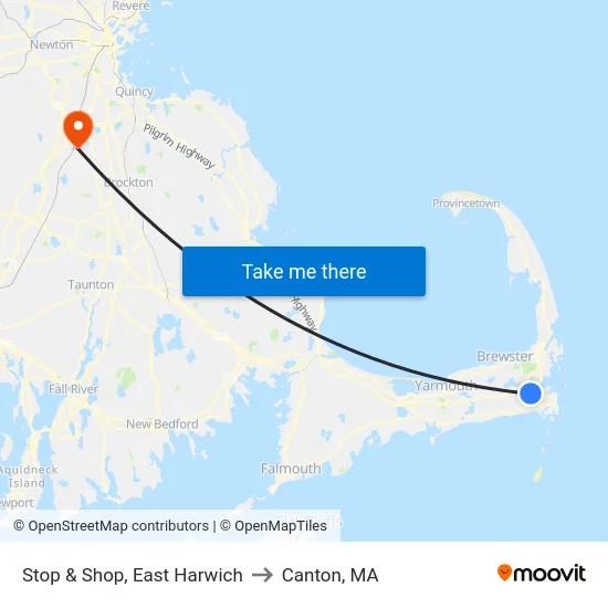 Stop & Shop, East Harwich to Canton, MA map