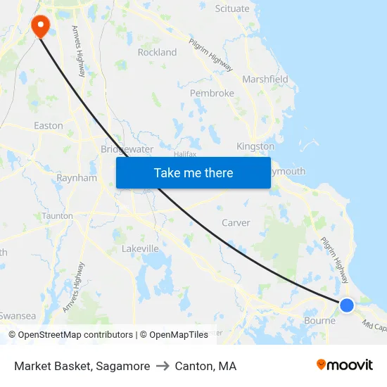 Market Basket, Sagamore to Canton, MA map