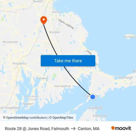 Route 28 @ Jones Road, Falmouth to Canton, MA map