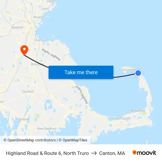 Highland Road & Route 6, North Truro to Canton, MA map