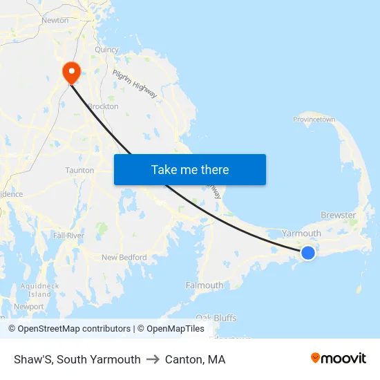 Shaw'S, South Yarmouth to Canton, MA map