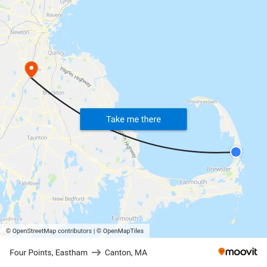 Four Points, Eastham to Canton, MA map