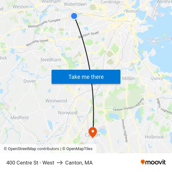 400 Centre St - West to Canton, MA map