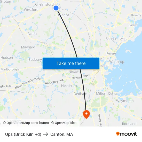 Ups (Brick Kiln Rd) to Canton, MA map