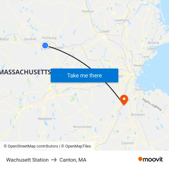 Wachusett Station to Canton, MA map