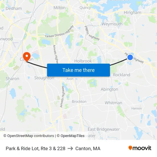 Park & Ride Lot, Rte 3 & 228 to Canton, MA map