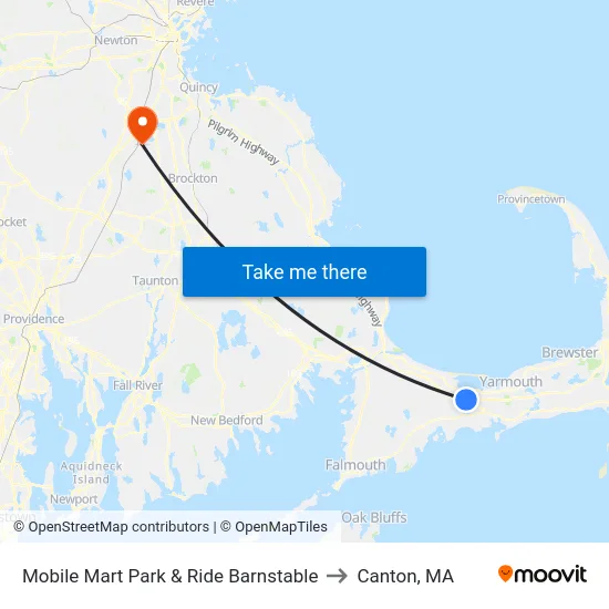 Mobile Mart Park & Ride Barnstable to Canton, MA map
