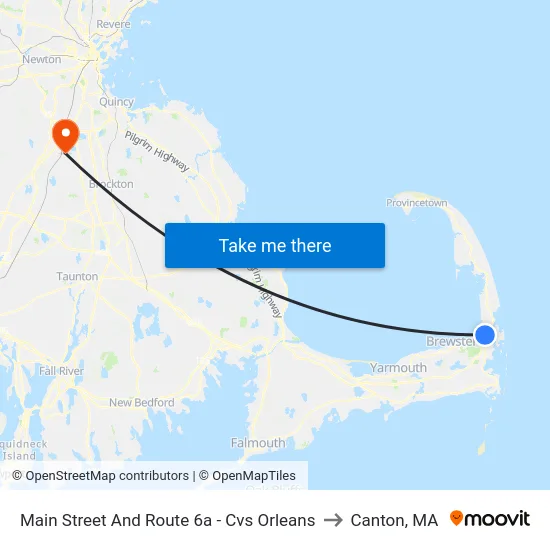 Main Street And Route 6a - Cvs Orleans to Canton, MA map