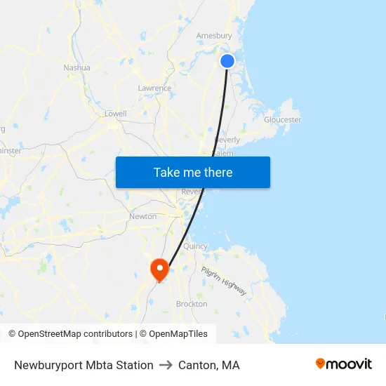 Newburyport Mbta Station to Canton, MA map